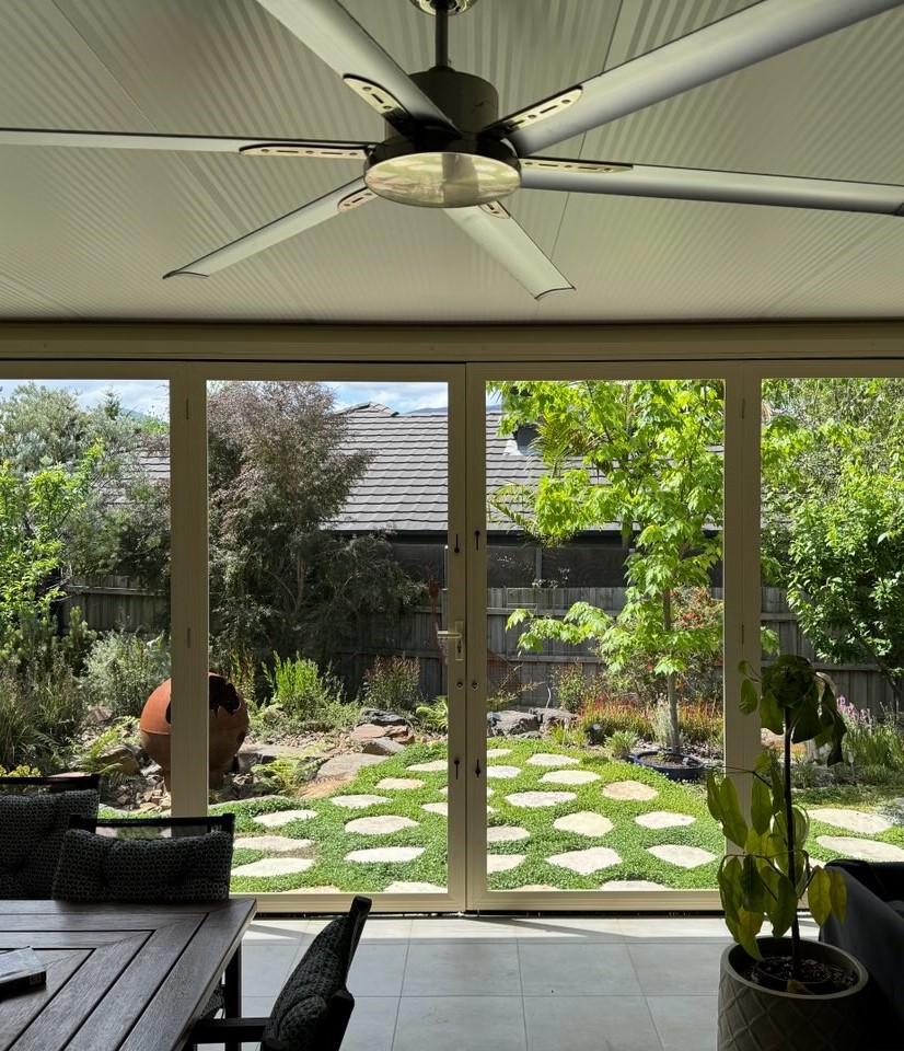 Modern Outdoor Living Space with Glass Panels